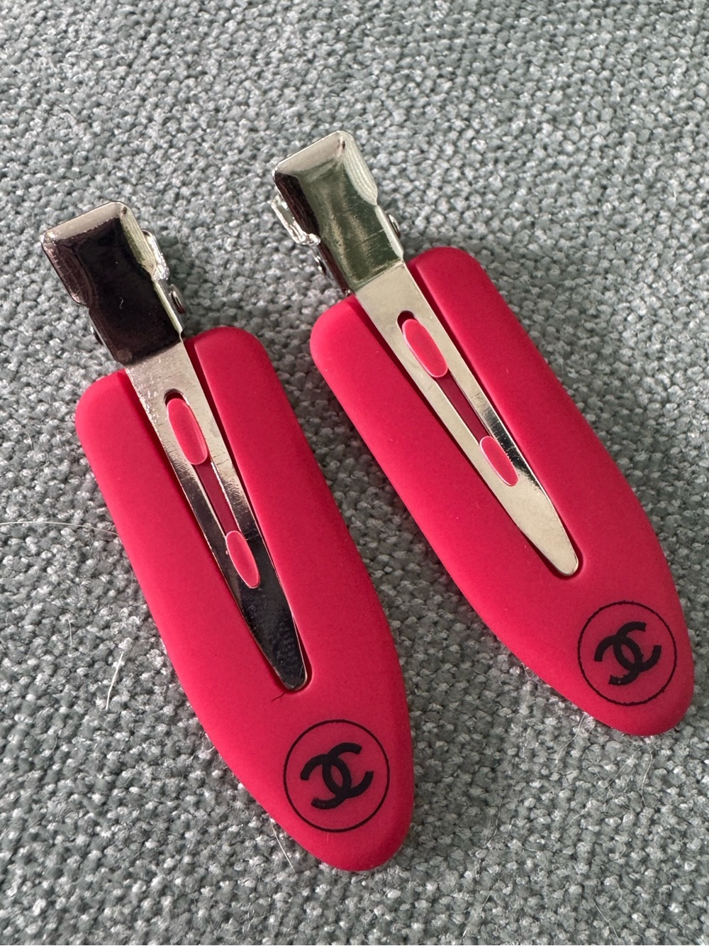Chanel Inspired Red Hair Clips Set of 2 NEW
